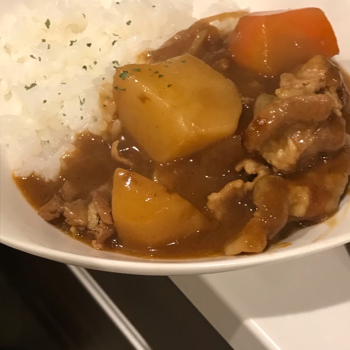 りんごジュースを入れたカレーライス！